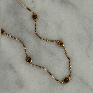 Gold Amber Tiger Eye Pendant Chain Necklace 

Brand New